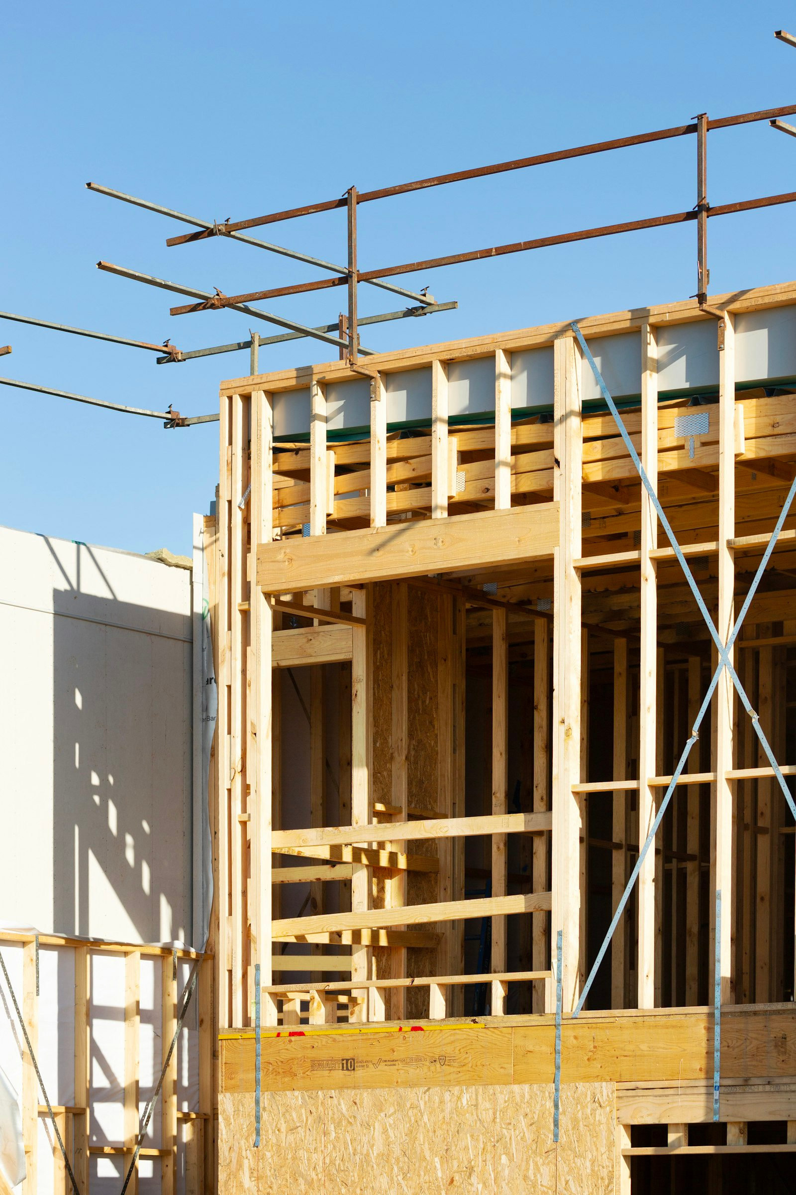 Wood framing of a new home under construction